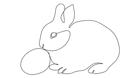 Animation of single continuous one line drawing of rabbit in Easter day Stock-Footage 128425575