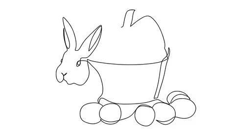 Animation of single continuous one line drawing of rabbit in Easter day Video stock 128425656