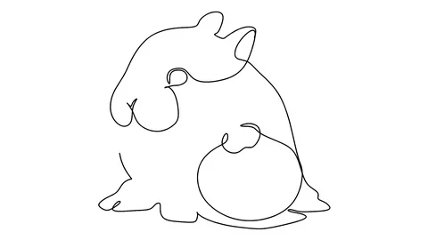 Animation of single continuous one line drawing of rabbit in Easter day Video stock 128425682