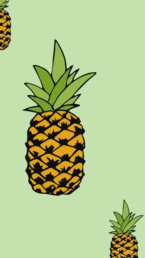 Animation of single pineapple floating on green background Stock Footage 344244323