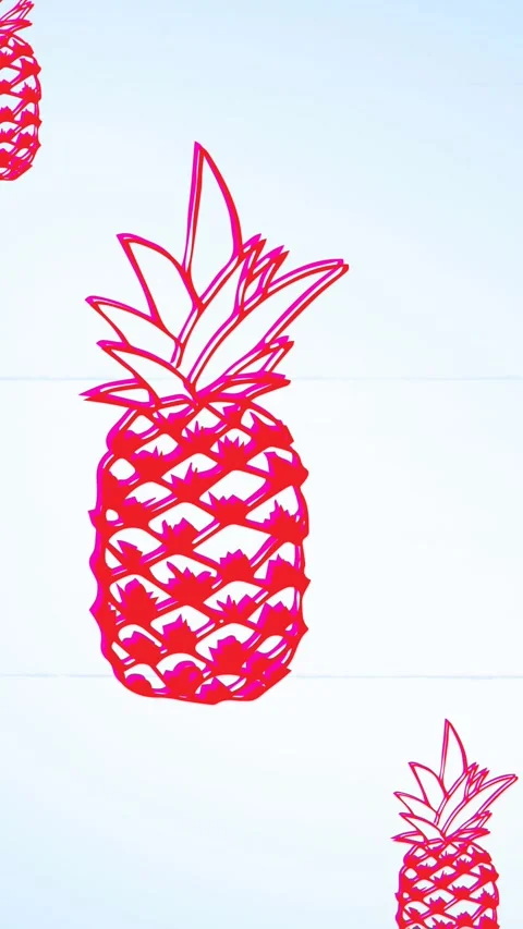Animation of single pineapples floating on blue background Stock Footage 344244326