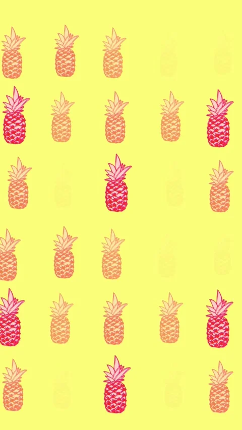 Animation of single pineapples floating on yellow background Stock Footage 344244332