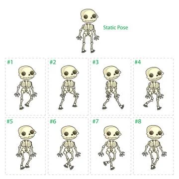 Animation of skeleton walking Stock Illustration