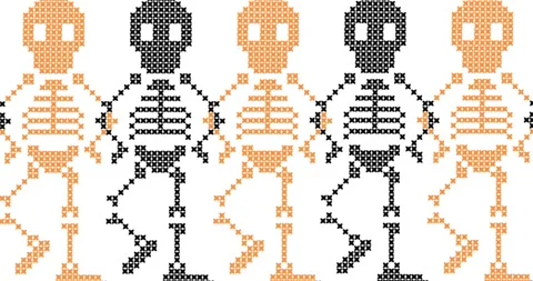 Animation of skeletons pattern on white background Stock Footage 329556794