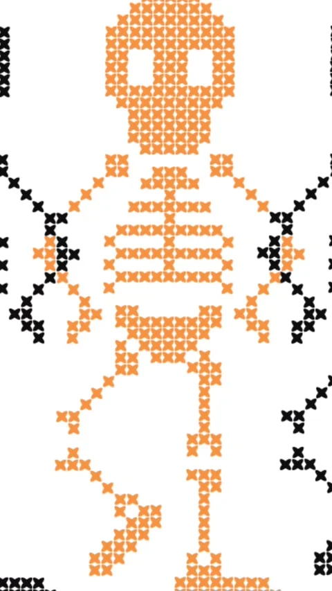 Animation of skeletons pattern on white background Stock Footage 344331967