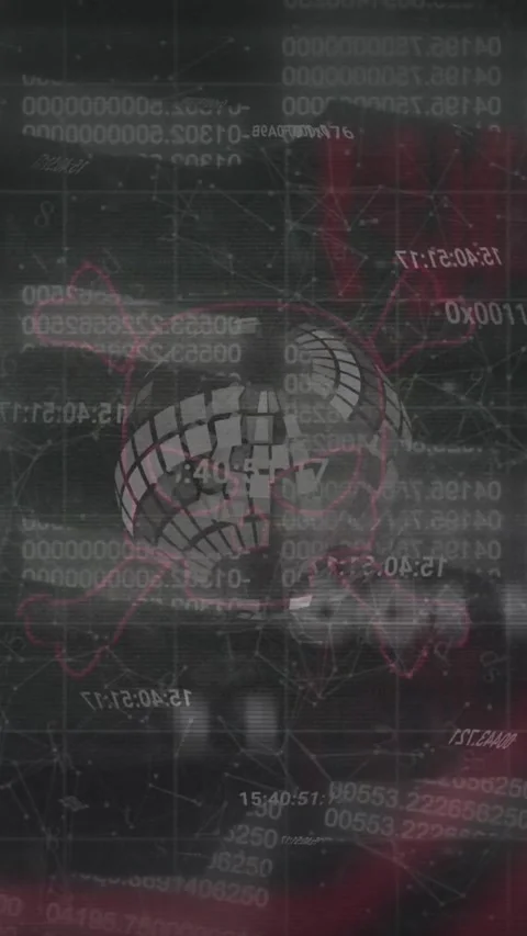 Animation of skull with bones, data processing and block chain over black Stock Footage 342801740