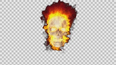 Animation of the skull in the fire Alpha Channel Stock Footage 67172791