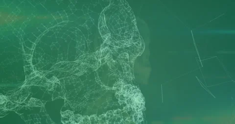 Animation of skull with network of connections on green background Stock Footage 266181815