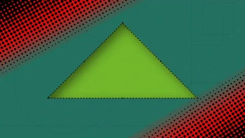 Animation of slicer moving and cutting triangle over abstract pattern against Video stock 257068100