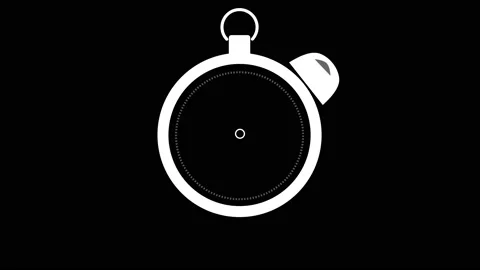 Animation small black and white cartoon look stopwatch Stock Footage 133068286