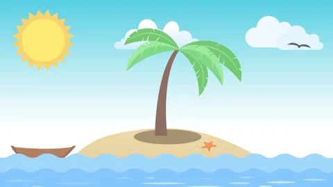 ANIMATION - A small desert island with a... | Stock Video | Pond5