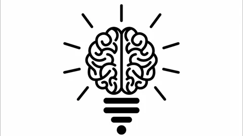Animation smart creative idea. Brain in lightbulb illustration. Stock Footage 340858709