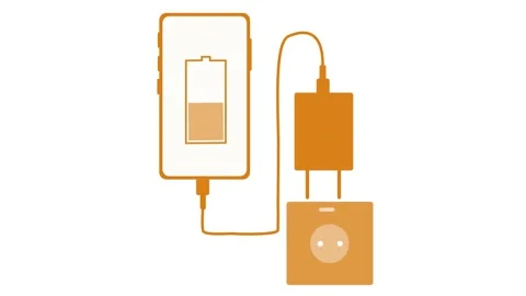 Animation of a smartphone charging with a plug and cable Stock Footage 316712021