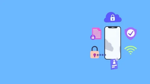 Animation Of A Smartphone With Data Security Icon. With Copy Space Stock Footage 295802286