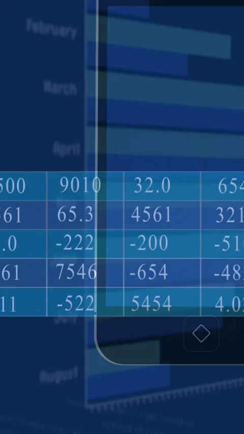 Animation of smartphone icon and statistical data processing against blue Stock Footage 342650624
