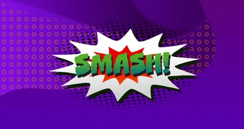 Animation of smash text over retro vibrant pattern background Stock Footage 306815679
