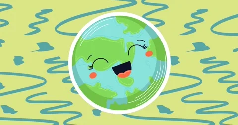 Animation of smiling globe and blue pattern on green background Stock Footage 328237673