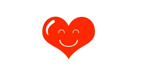 Animation of a smiling heart on a white background Stock Footage 190121847