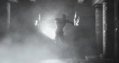 Animation of smoke cloud over zombie walking at halloween Stock Footage 328633864