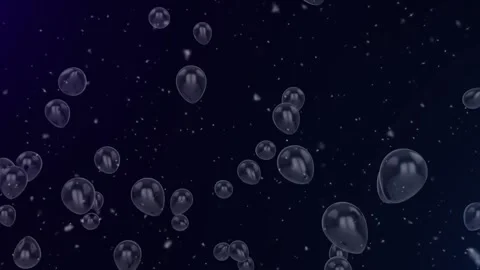Animation of snow falling and baloons on black background 스톡 동영상 327714402