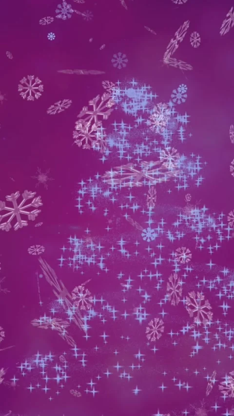 Animation of snow falling christmas tree pattern on purple background Stock Footage 343828534