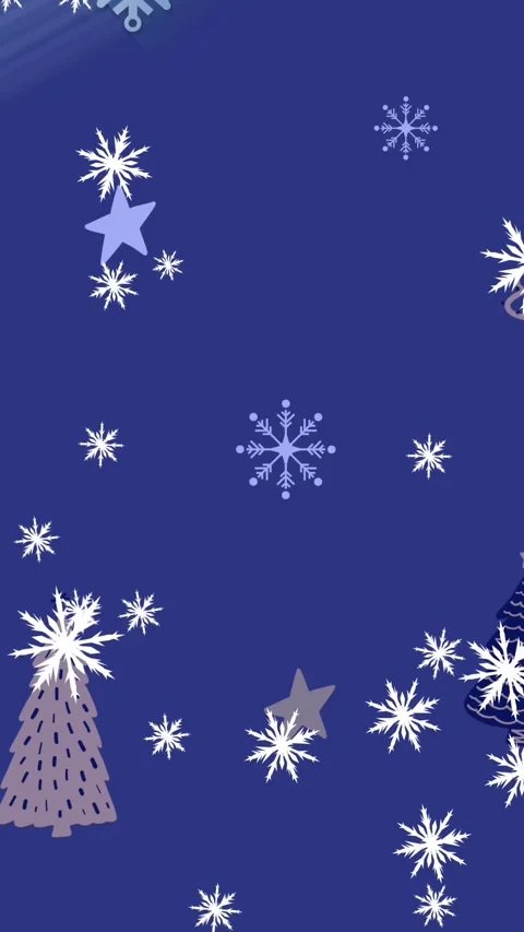 Animation of snow falling christmas tree pattern on blue background Stock Footage 343902338