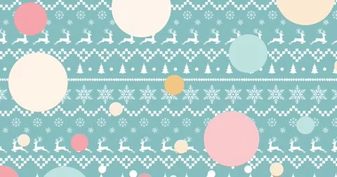 Animation of snow falling over christmas pattern and decorations Vidéo 327958037