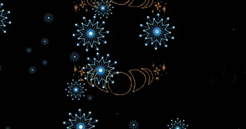 Animation of snow falling over christmas pattern Stock Footage 330341989