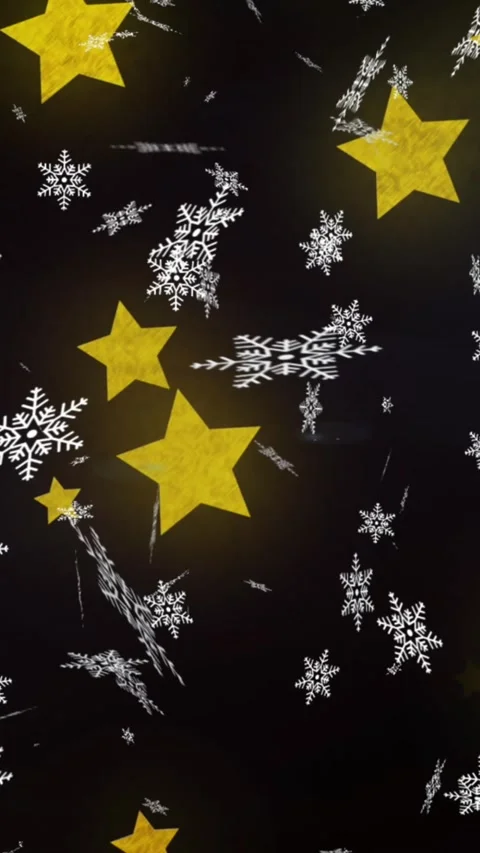 Animation of snow falling over christmas stars on black background Stock Footage 342097991
