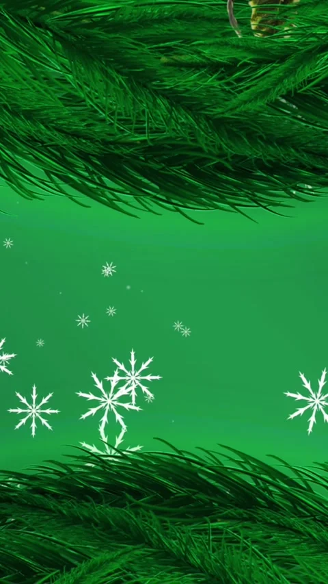 Animation of snow falling over christmas fir tree on green background Stock Footage 342136735