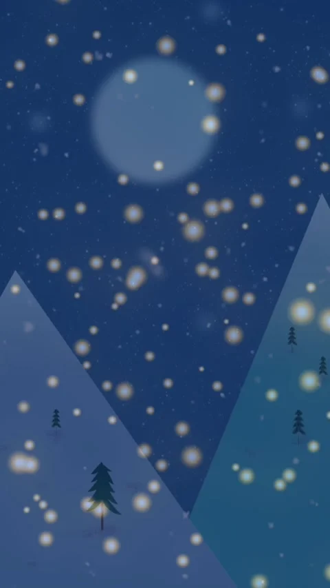Animation of snow falling over christmas trees and moon in winter scenery Stock Footage 343995727