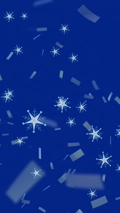 Animation of snow falling over christmas confetti and champagne bottle opening Stock Footage 344706186