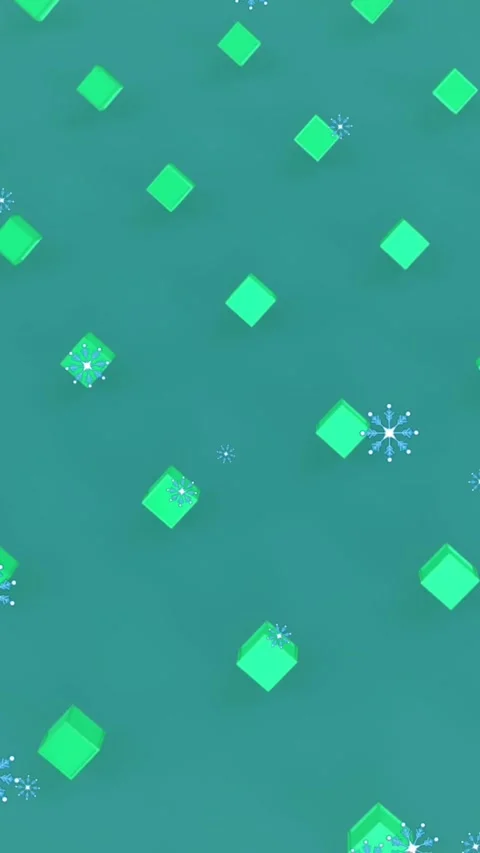 Animation of snow falling over cubes on green background Stock Footage 321852958