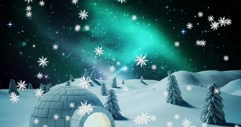Animation of snow falling over igloo in ... | Stock Video | Pond5