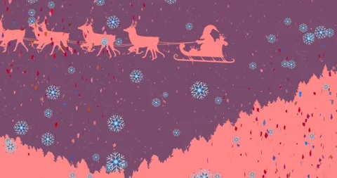 Animation of snow falling over santa claus, christmas decoration and pattern Stock Footage 330724867