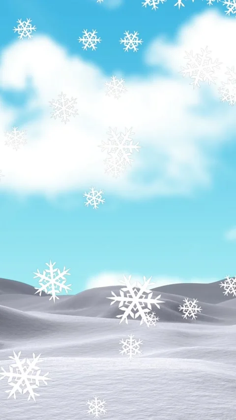 Animation of snow falling over winter landscape and sky Stock-Footage 321788674