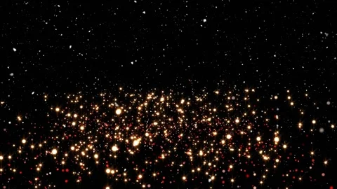 Animation of snow falling in seamless loop over glowing spots on black Stock Footage 328648021