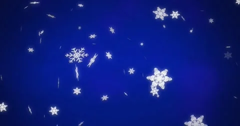 Animation of snow flakes falling on blue... | Stock Video | Pond5