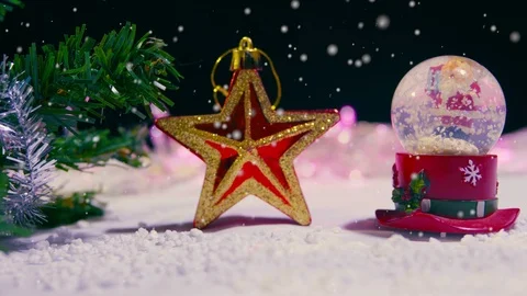 Animation of snow globe and star Christmas with snow Video stock 98764573