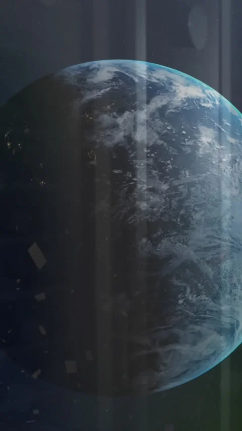 Animation of snowfall and rotating globe over data server racks in server room Stock Footage 344745983