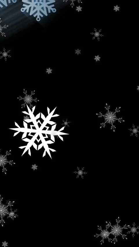 Animation snowflake icons falling against copy space on black background Stock Footage 342996549