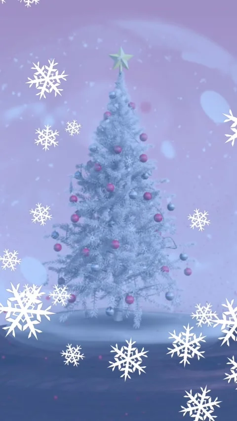 Animation of snowflake icons falling and shooting star spinning over christmas Stock Footage 343902187