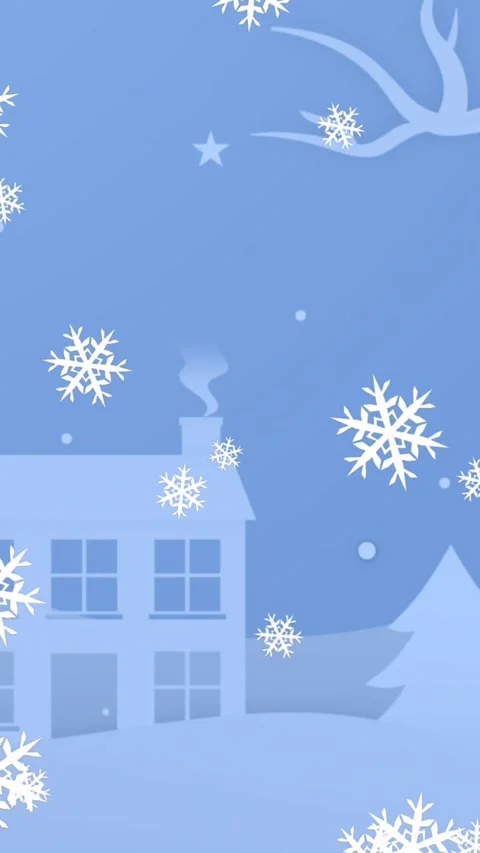 Animation of snowflake icons falling over winter landscape with copy space on Stock Footage 343828427