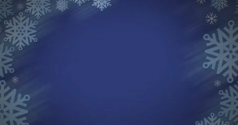 Animation of snowflake icons forming a frame against copy space on blue Stock Footage 330251365