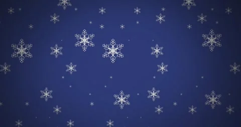 Animation of snowflake icons in seamless pattern against copy space on blue Stock Footage 253146138