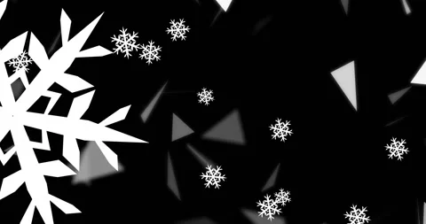 Animation of snowflakes and triangles over black background Stock Footage 328709981
