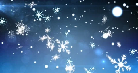 Animation of snowflakes falling on blue ... | Stock Video | Pond5