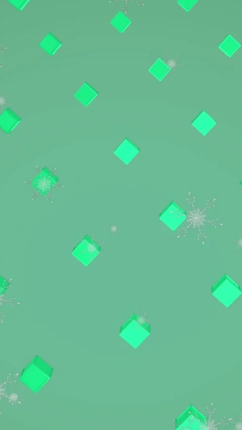Animation of snowflakes falling over 3d structures in seamless pattern against Stock Footage 343615534