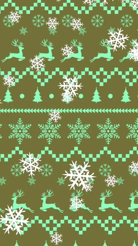 Animation of snowflakes falling over christmas traditional pattern against grey Stock Footage 344594322