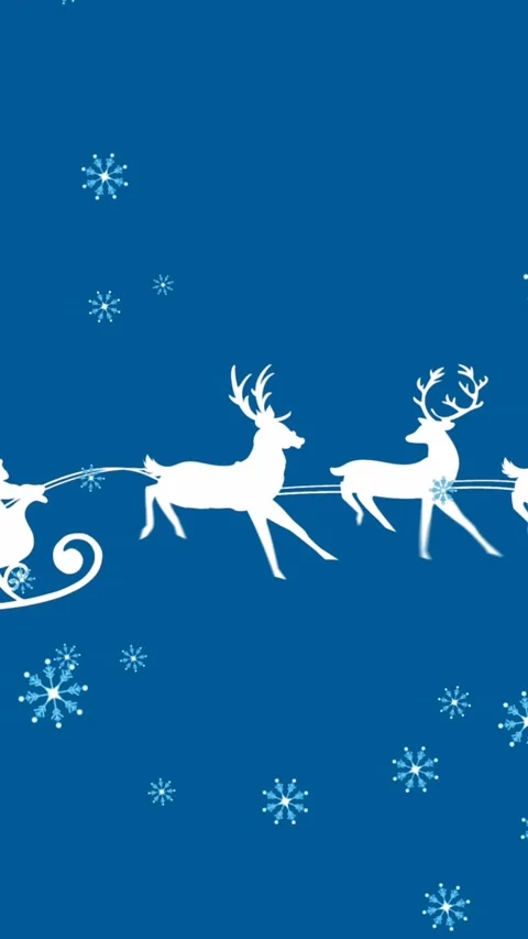 Animation of snowflakes falling over santa claus in sleigh being pulled by Stock Footage 344693126
